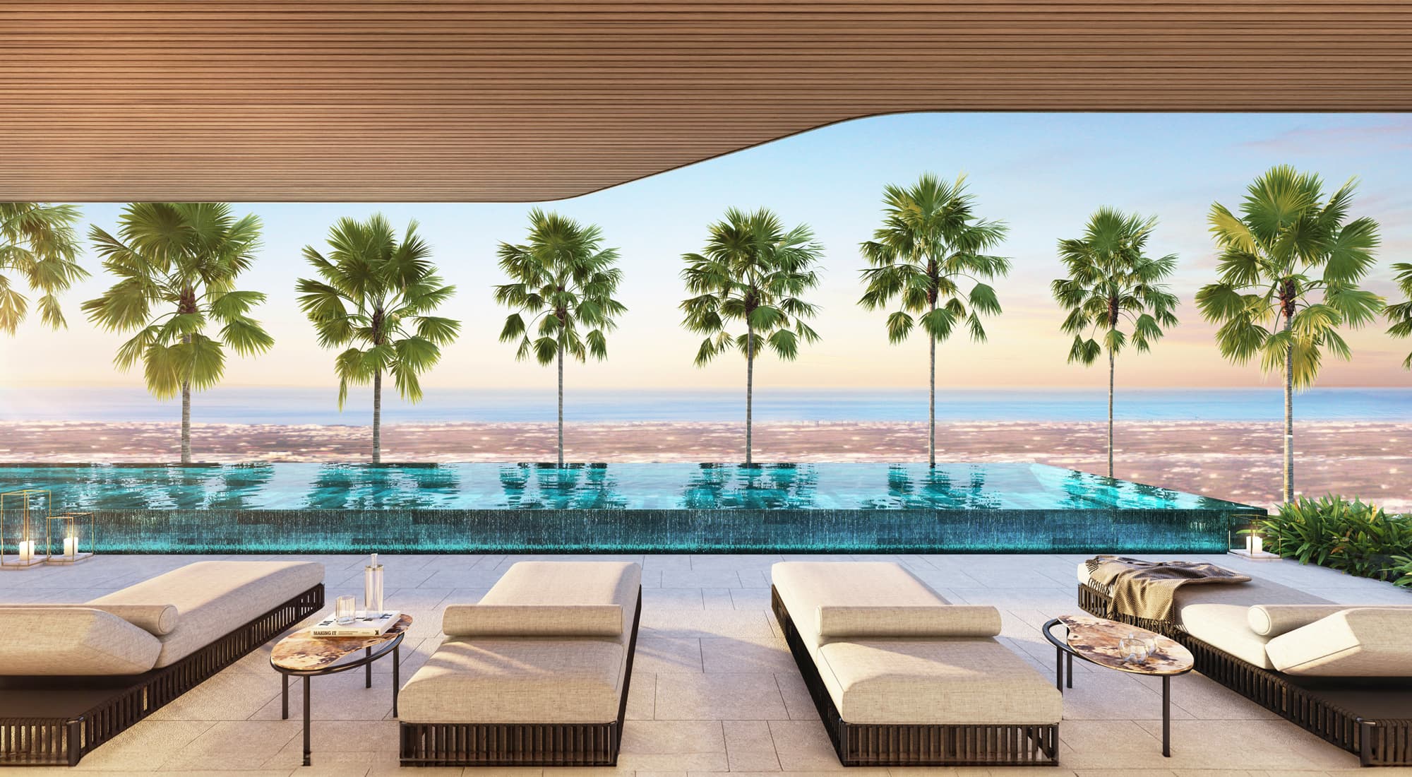 Elie Saab Casablanca - Clubhouse rooftop terrace et piscine à débordement